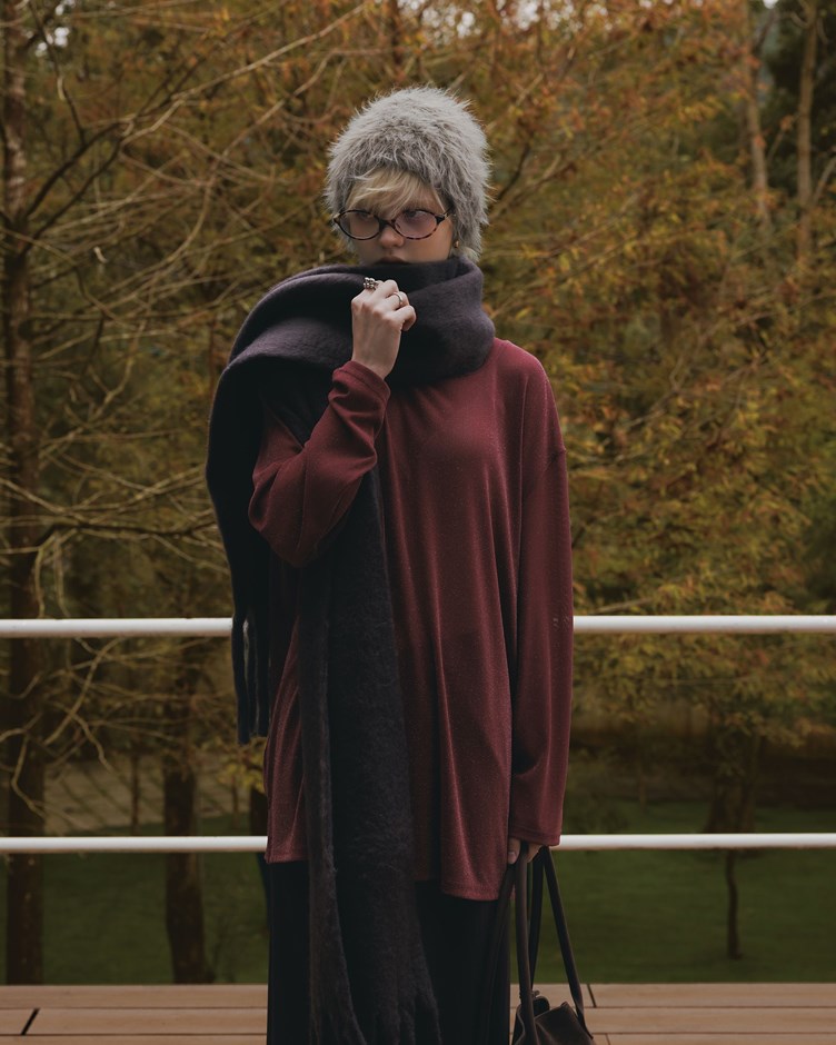 細閃亮亮透肌網紗長袖上衣