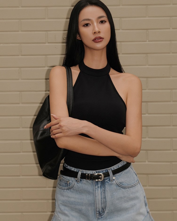 柔霧小高領削肩BRA TOP背心