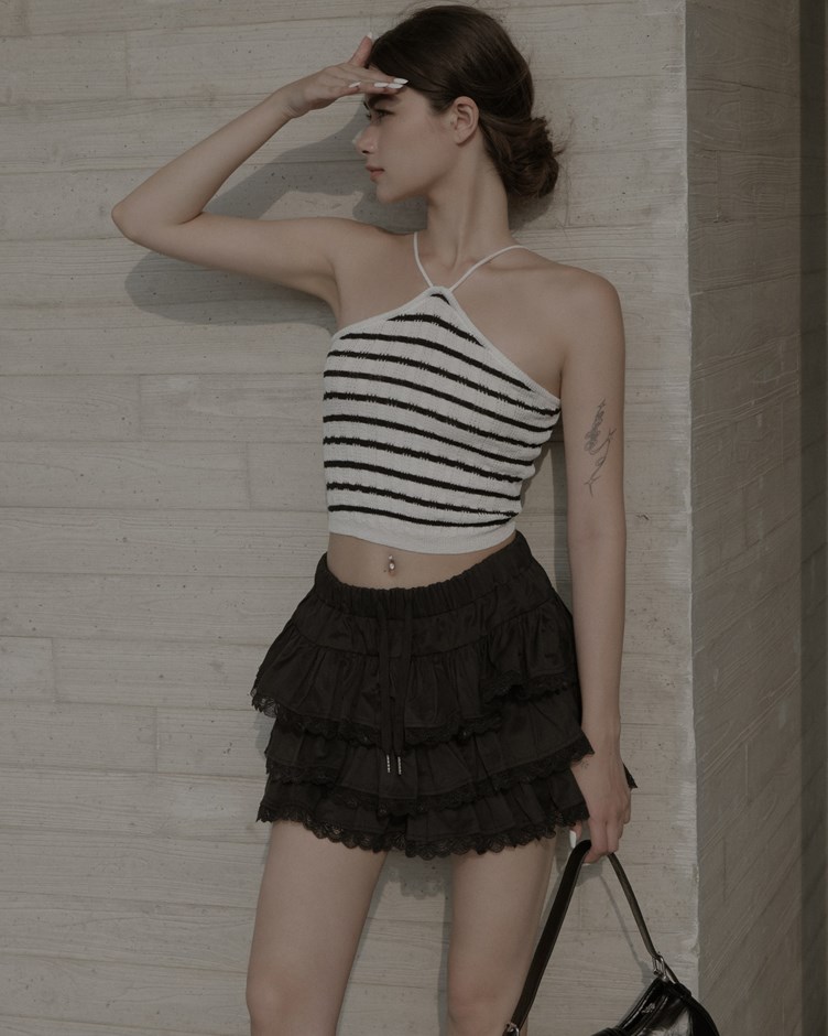 三層蛋糕蕾絲花邊短裙