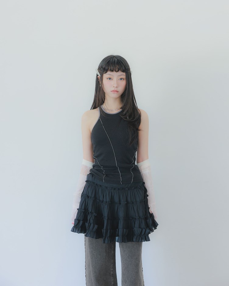 PROJECT.M 削肩配色線條BRA TOP