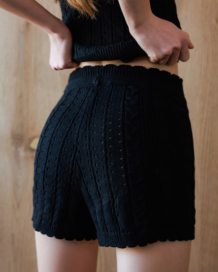 花邊麻花針織短褲