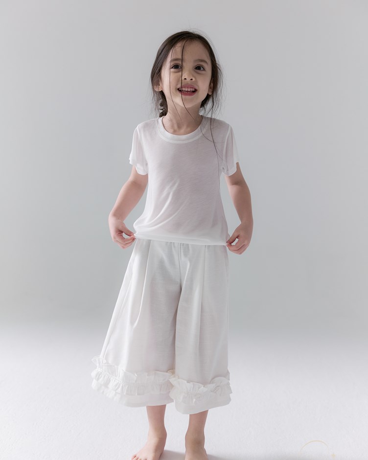 Little Ruffled Linen Trousers