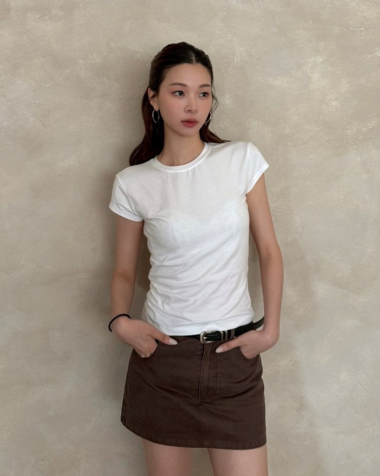 水洗感丹寧短裙