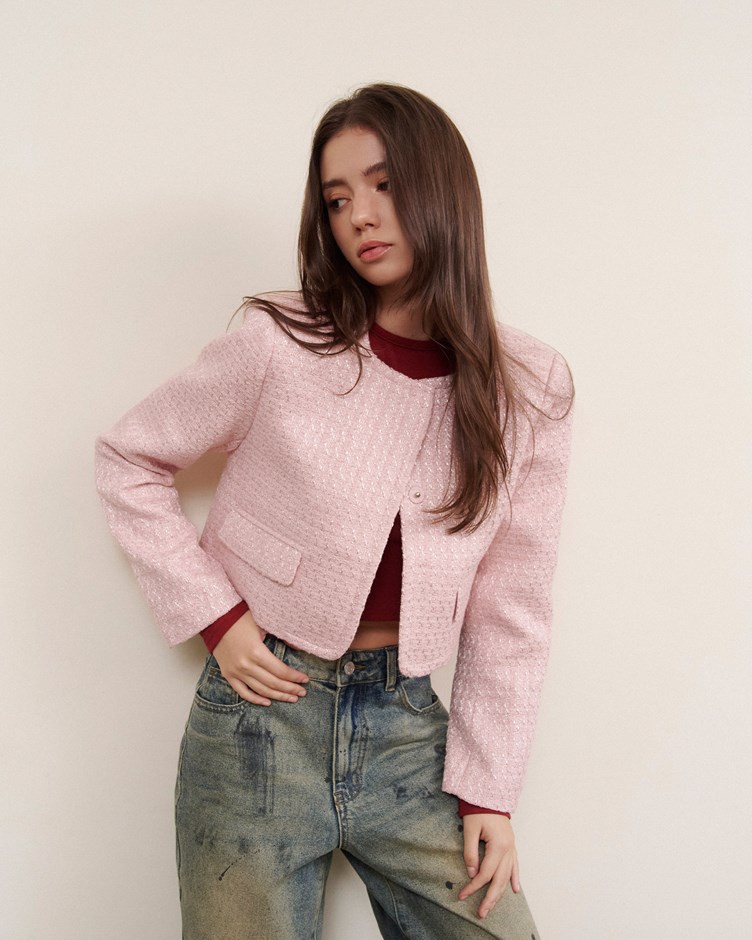 花紗織紋短版外套