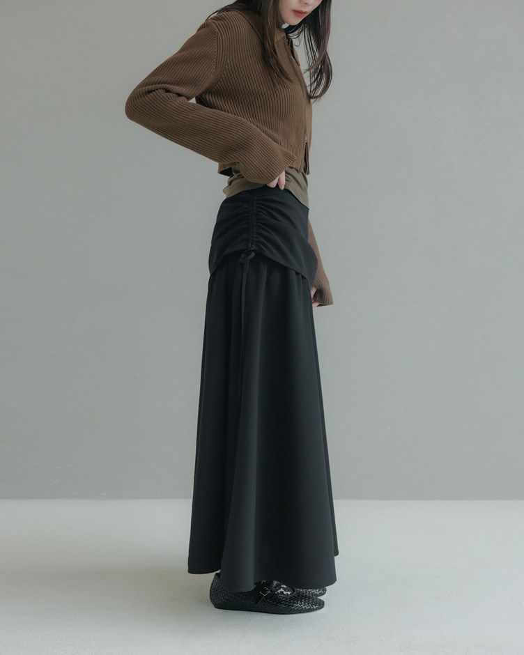 抽皺設計感層次長裙