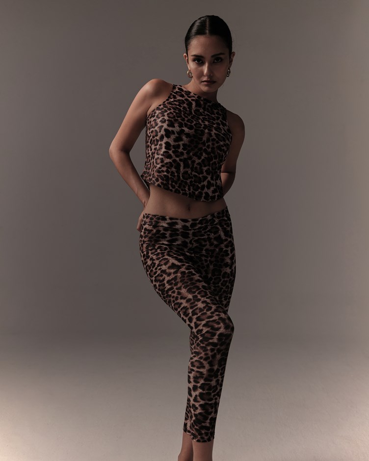 豹紋彈力七分緊身褲