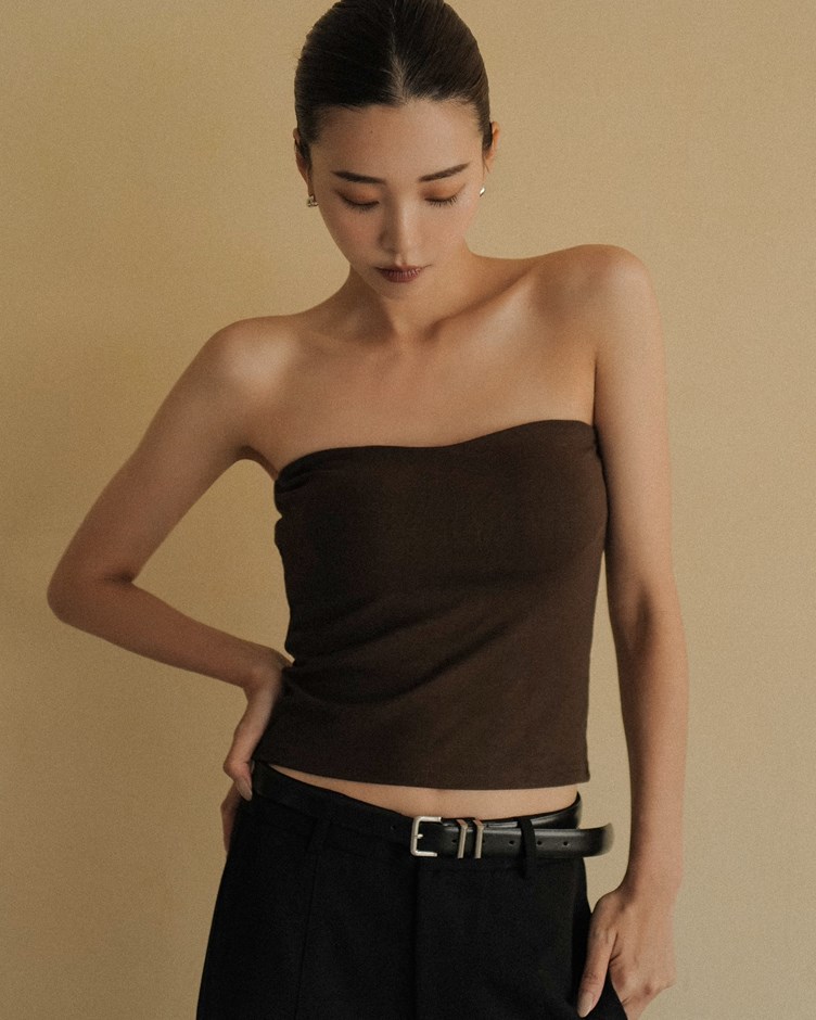 素色桃心領平口BRA TOP