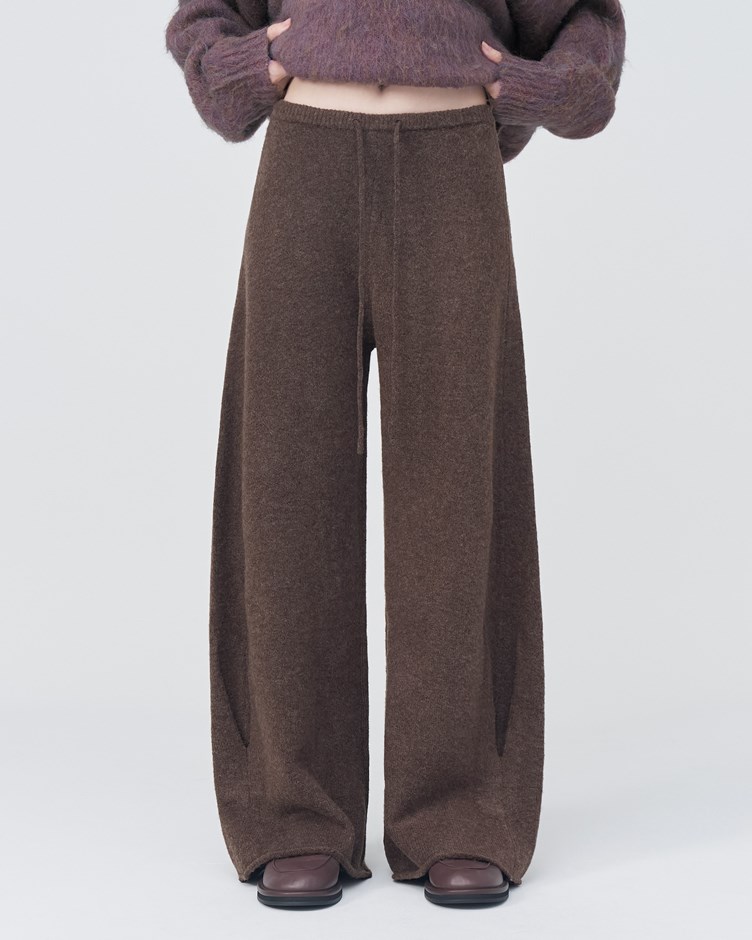 毛絨針織弧形長褲 (針織收肉褲)