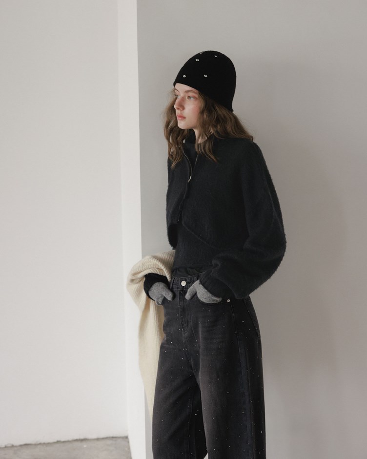 磨毛感澎澎袖針織外套