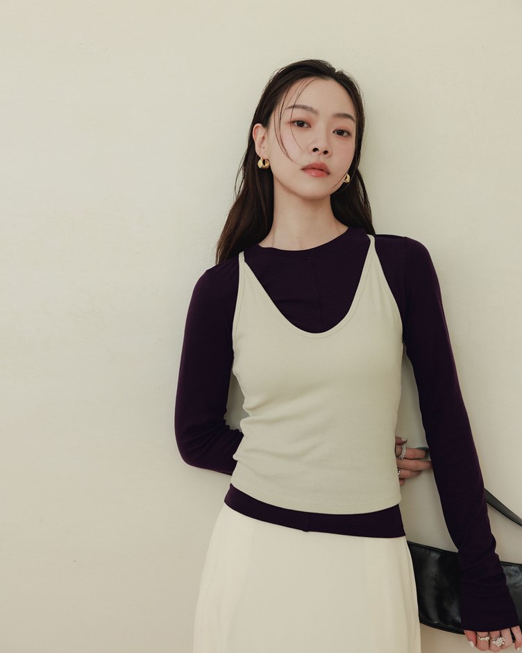 PROJECT.M 舒適坑條U領BRA TOP