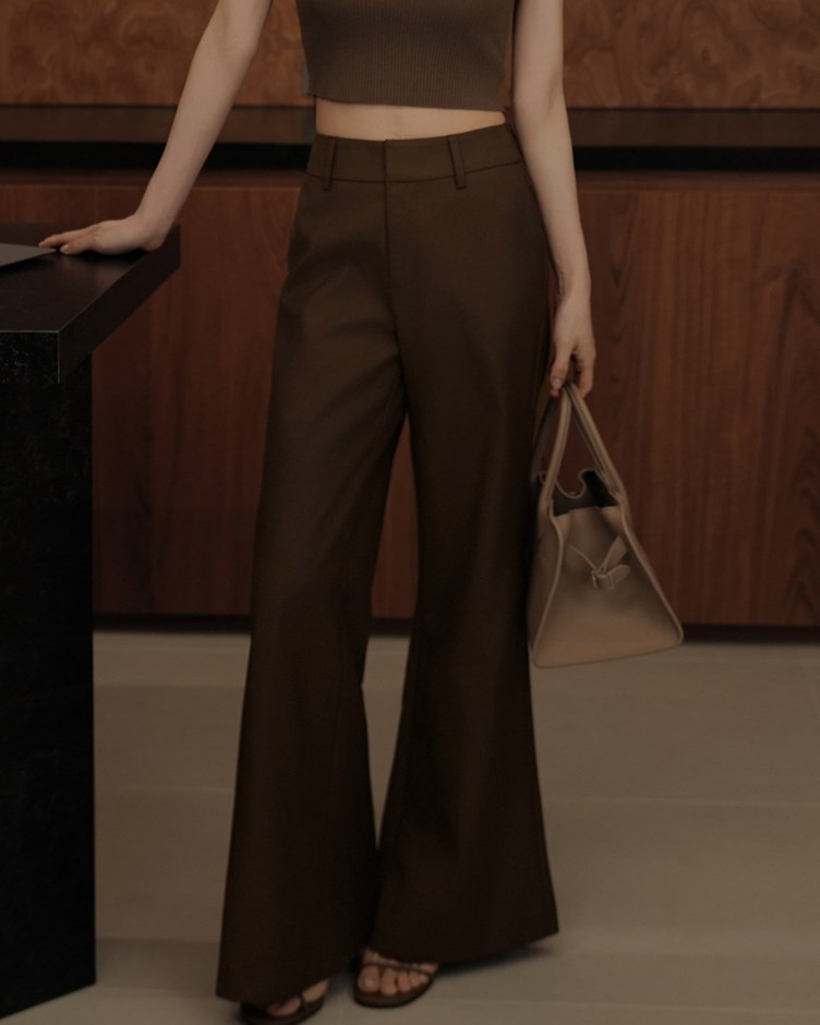 高腰壓線西裝長褲