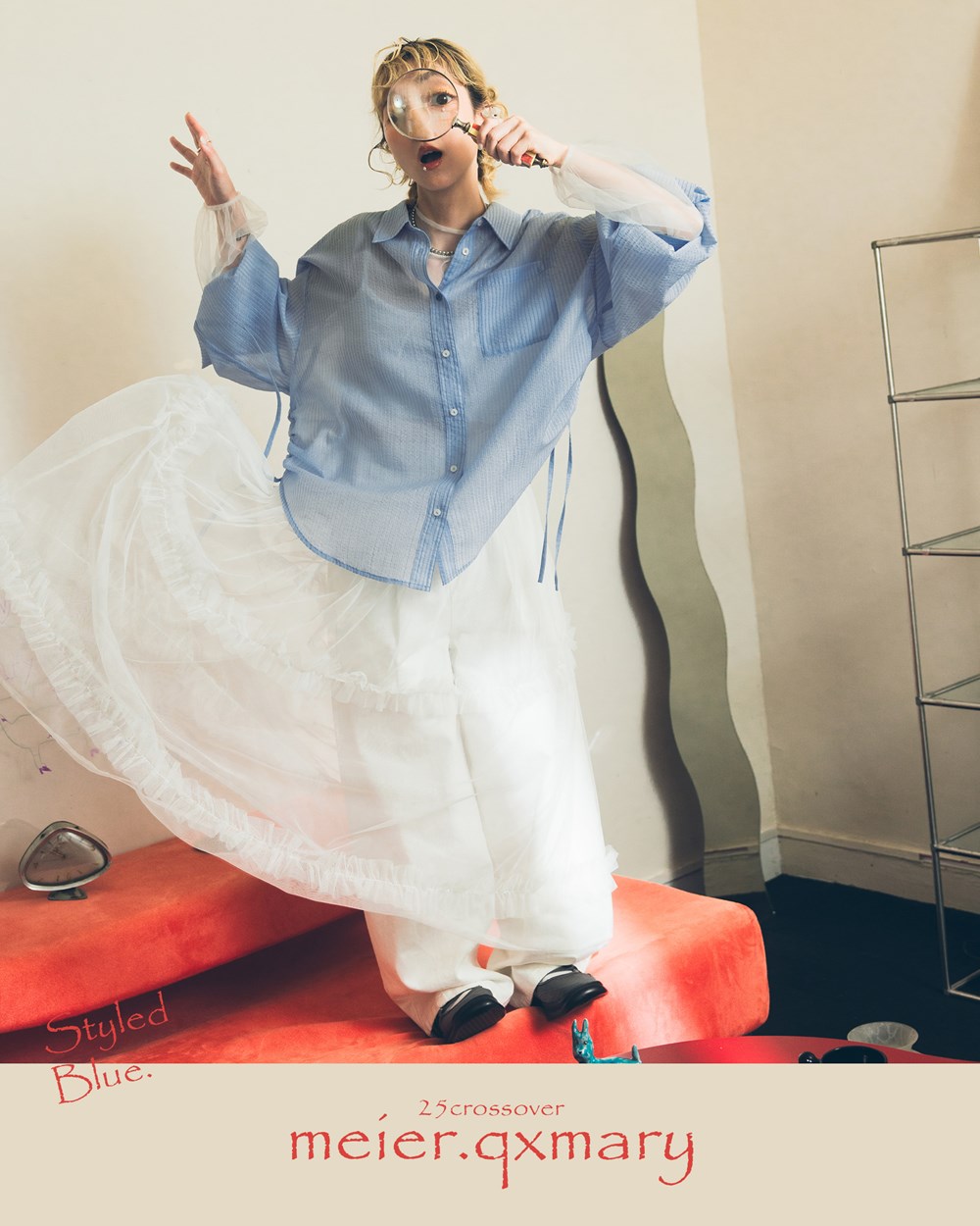 MARY-後調節設計繭型牛仔褲