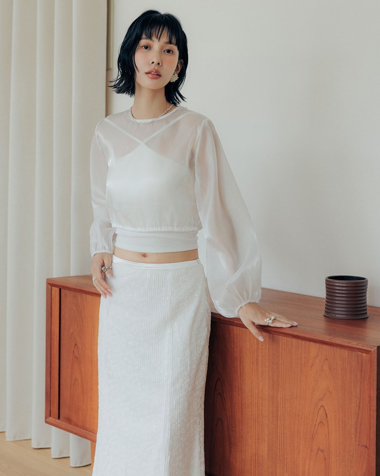 柔光感開襟澎澎袖兩穿罩衫