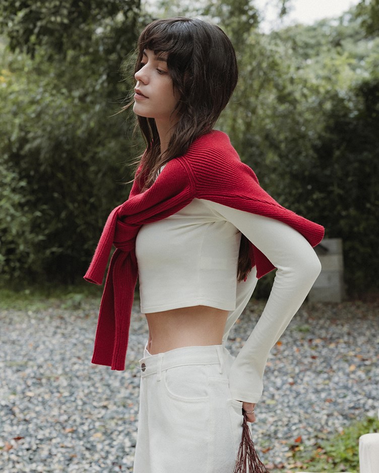 柔彈修身長袖上衣