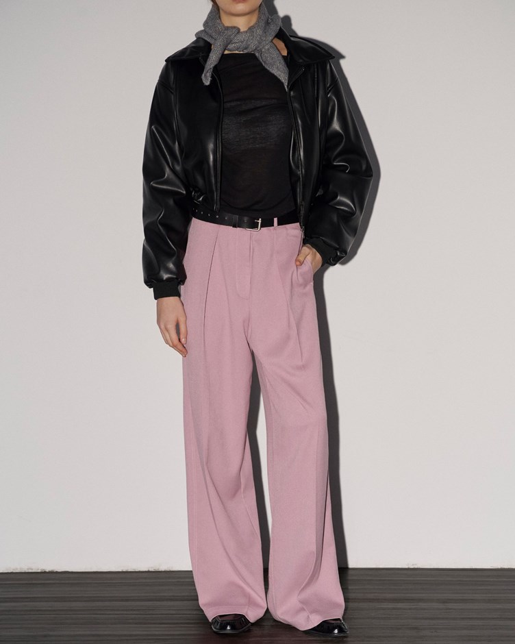 挺料斜紋打摺西裝褲