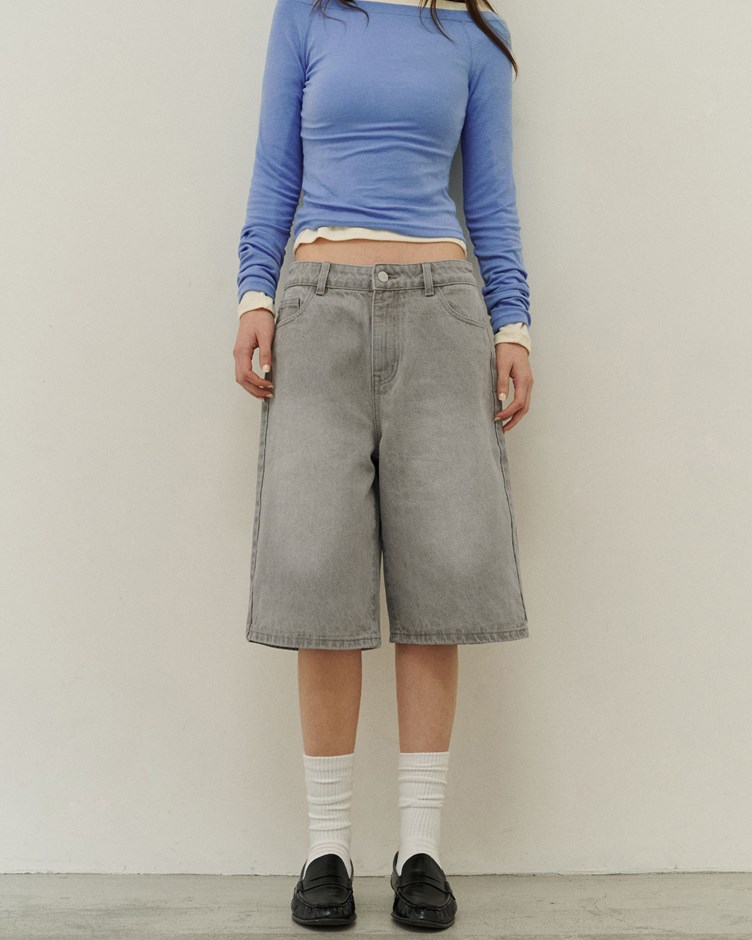 水洗質感牛仔五分褲