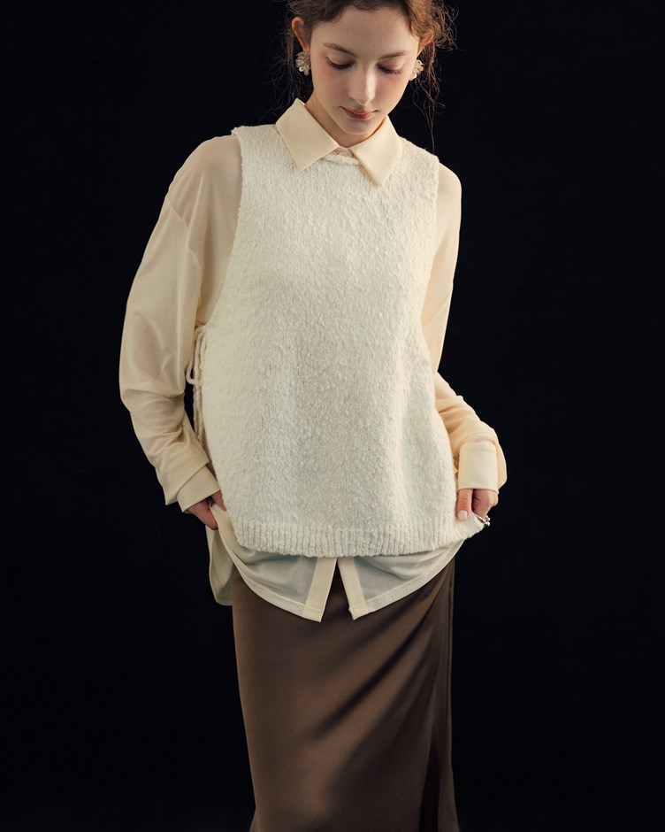 側開綁帶針織背心