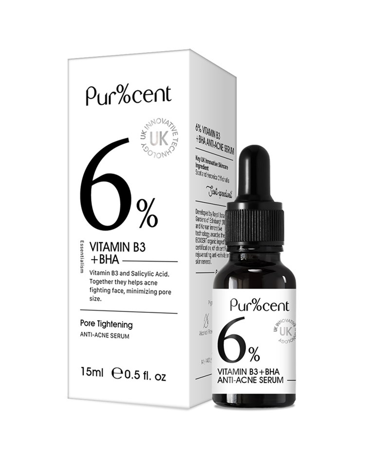 PUR%CENT 6%維他命B3+水楊酸淨痘精華15ml (效期2027/03月 公司貨)