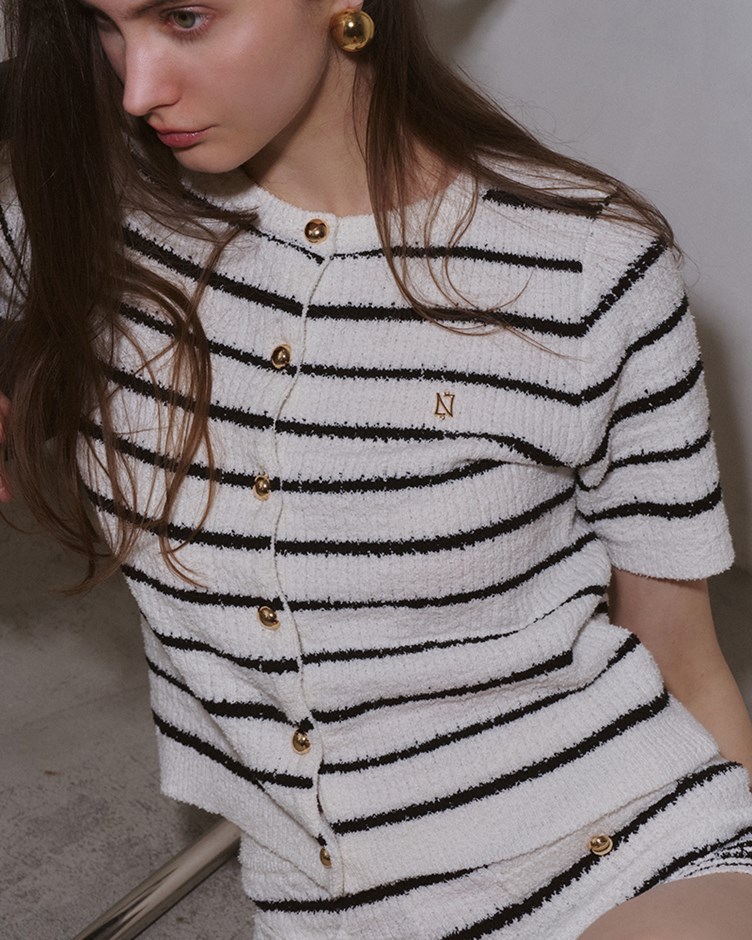 圈圈紗條紋針織上衣(ME.)