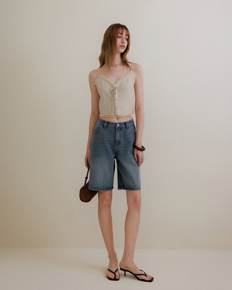 (預購2週內出貨)復古刷色寬鬆五分牛仔褲(yoyo聯名款)