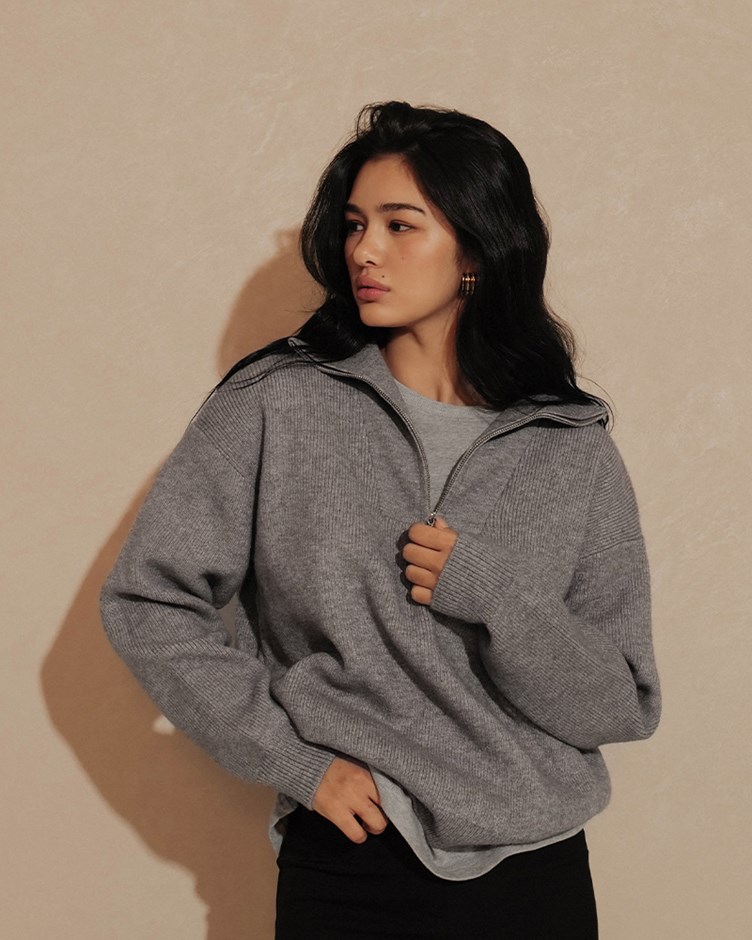 拉鍊翻領毛衣(The Elaru label 聯名款-Ruby)