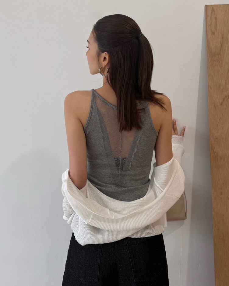 蕾絲拼接美背細肩BRA TOP背心