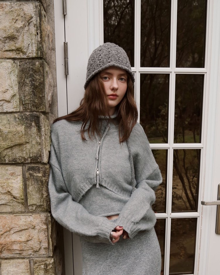 磨毛感澎澎袖針織外套