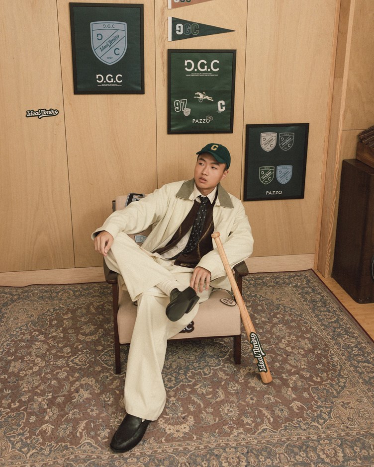 拼接撞色織紋雙拉鍊夾克外套(unisex)(金針菇&黃大謙聯名款)