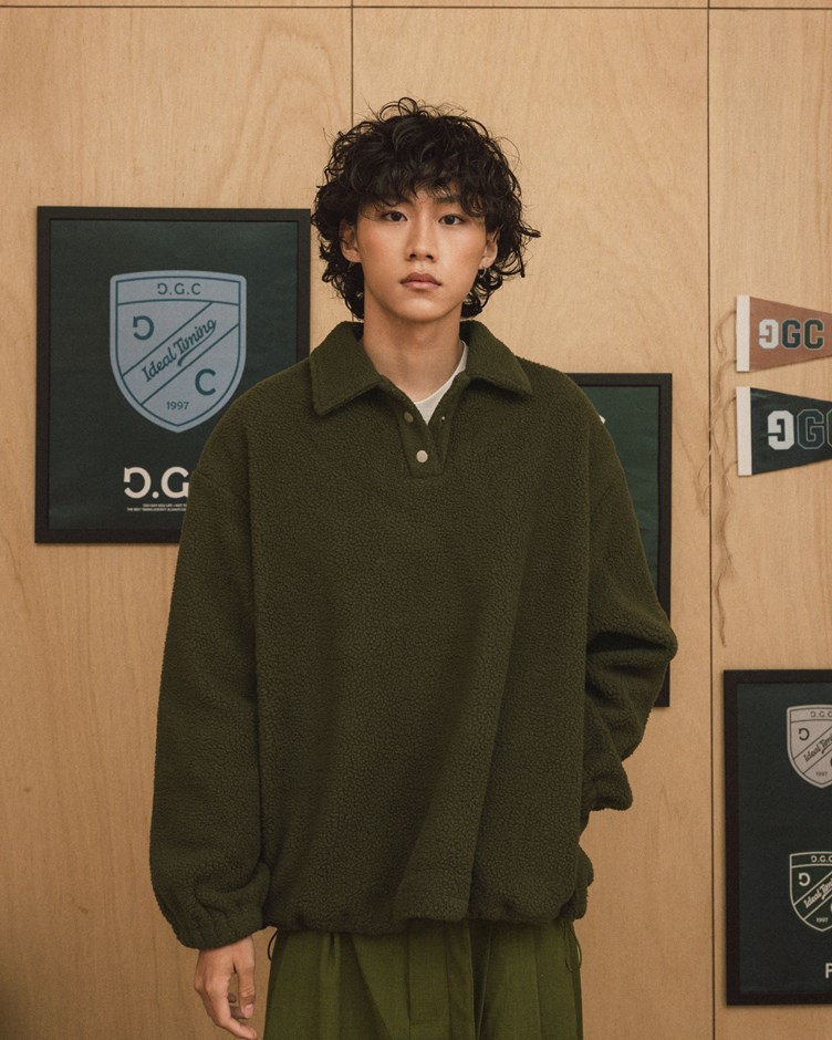 毛絨翻領開襟上衣(金針菇&黃大謙聯名款)