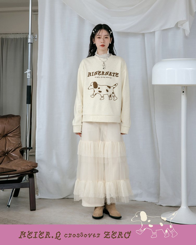 zero-層次荷葉拼接網紗洋裝