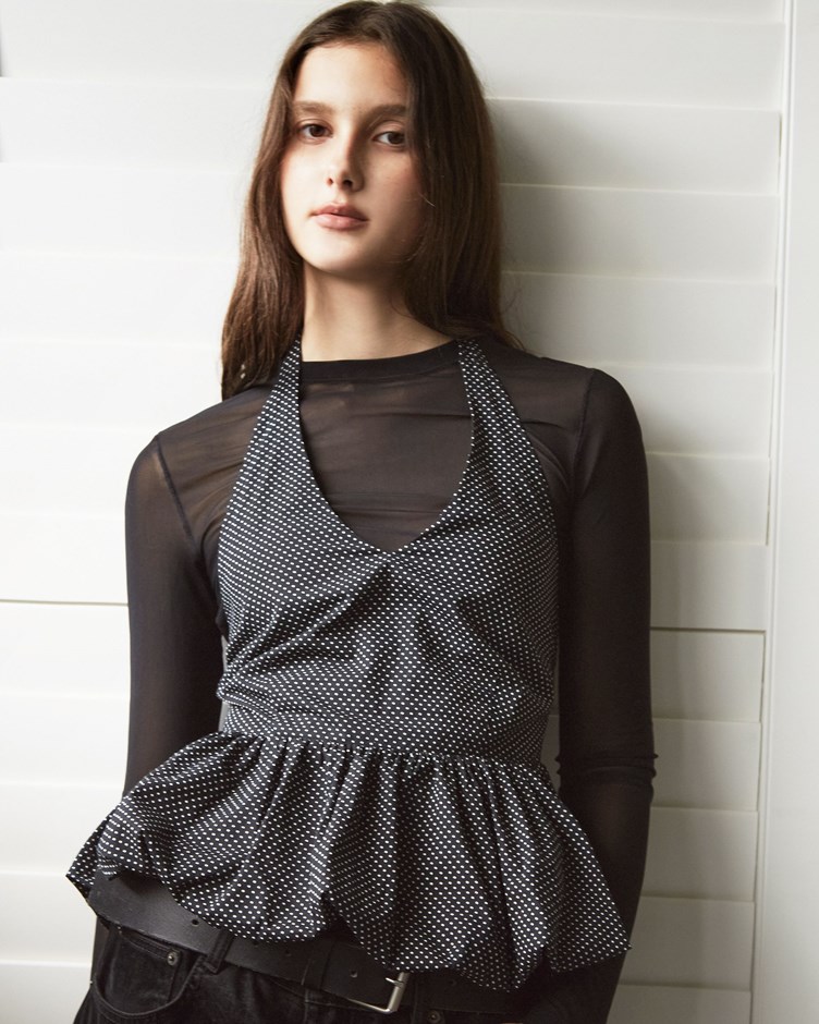 澎澎感V領點點綁帶背心