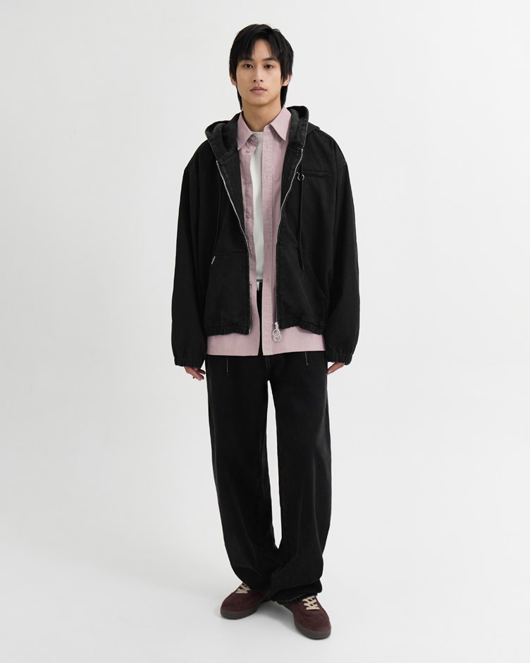 斜紋洗舊連帽外套