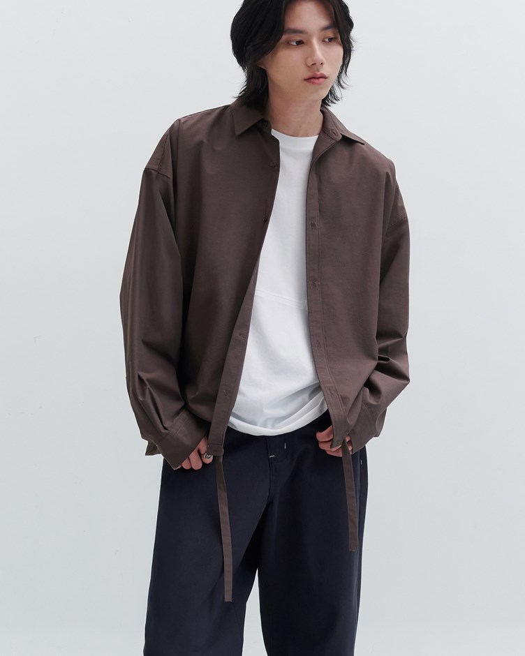 綁帶長袖襯衫