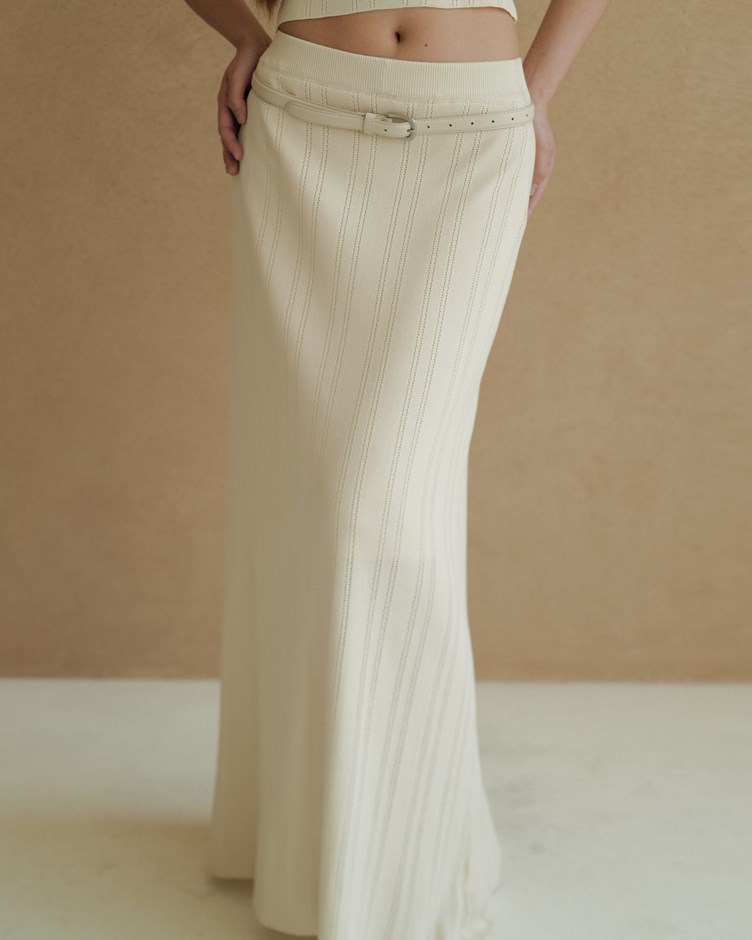 簍空針織冰絲鬆緊長裙