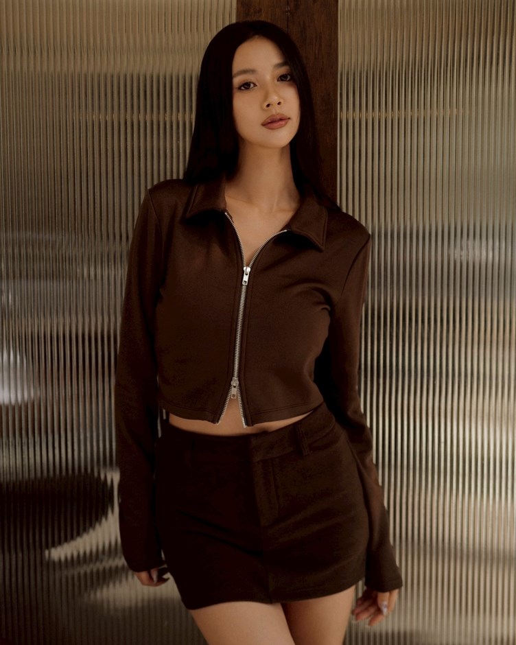 輕柔斜紋磨毛雙拉練上衣