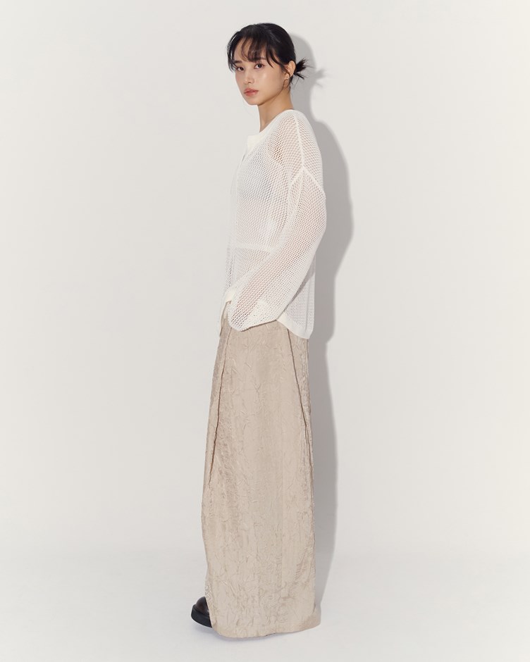 揉紋肌理光澤長褲