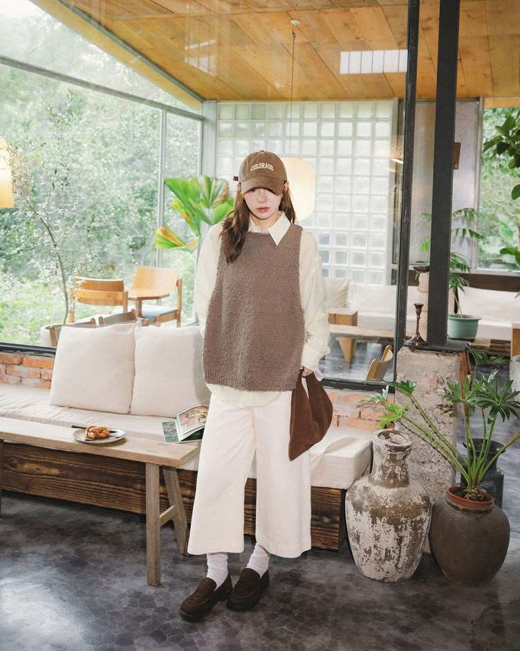 側開綁帶針織背心