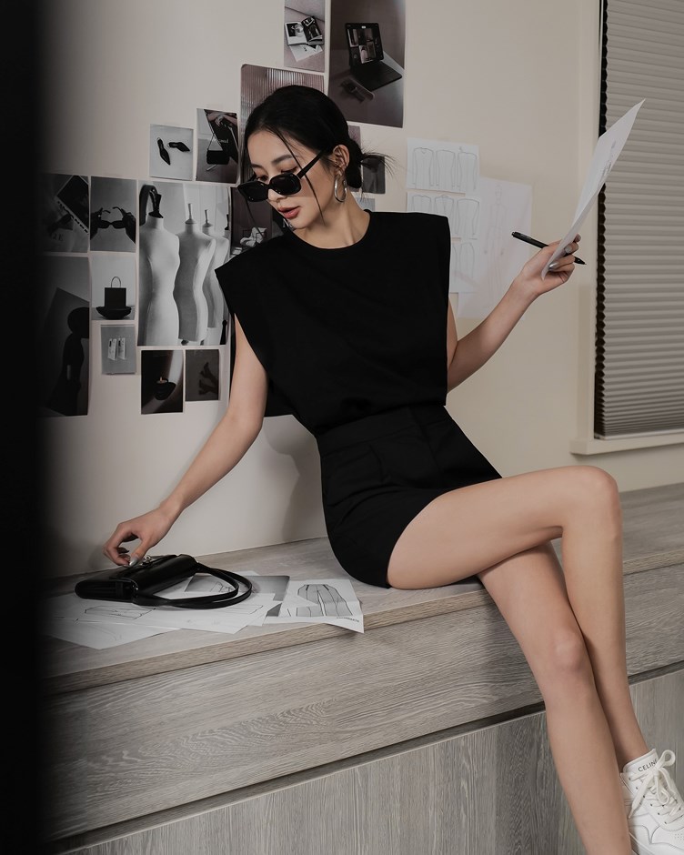 棉質寬袖圓領背心