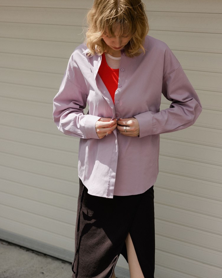 挺版水洗斜紋寬鬆襯衫