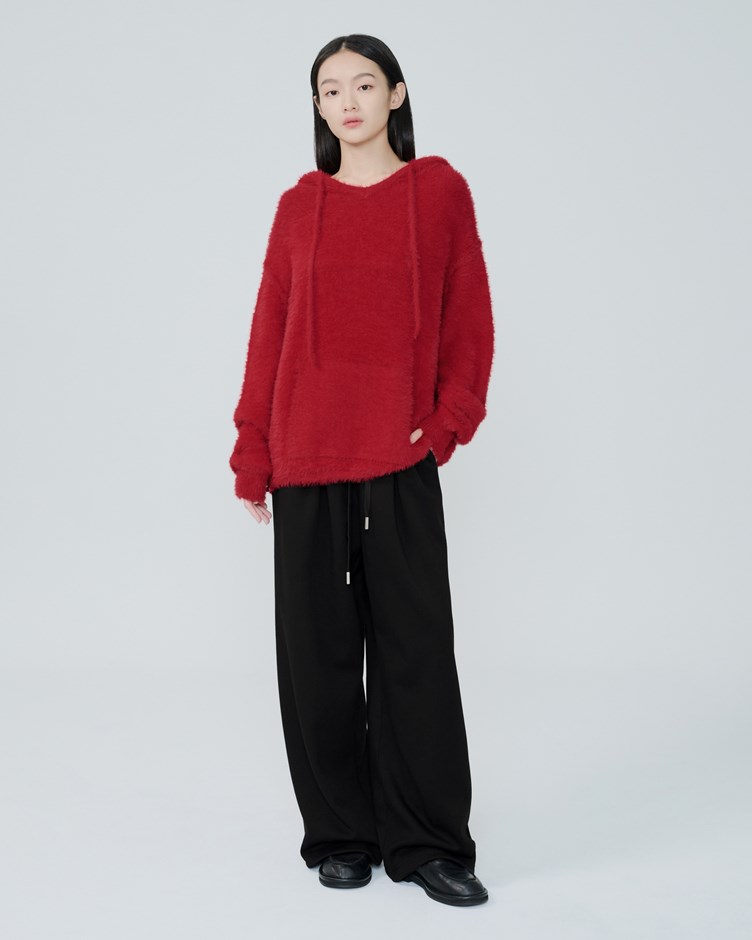 水貂毛針織連帽上衣