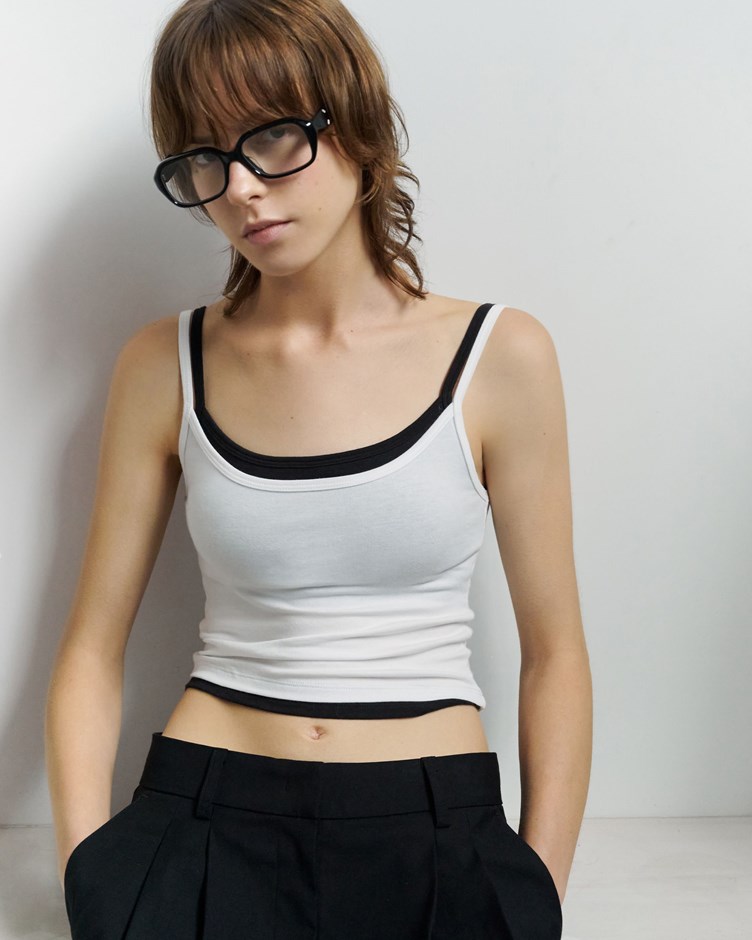 MIT舒適假兩件細肩BRA TOP