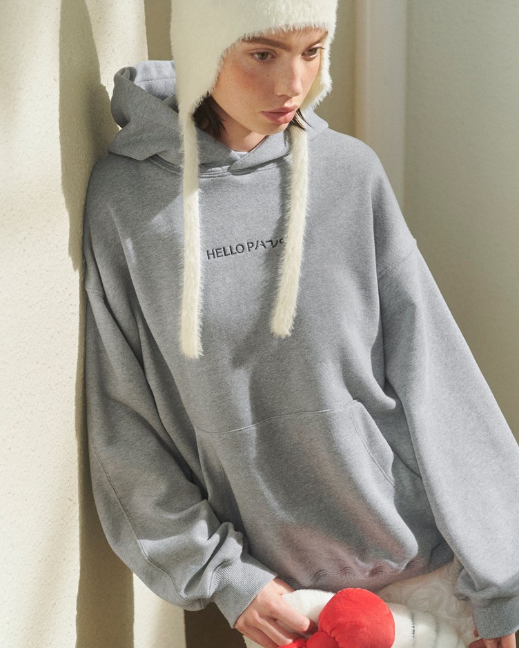 HELLO KITTY框線愛心造型連帽大學TEE