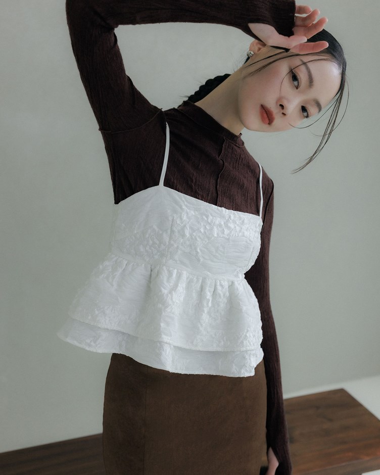 立體紋雙層設計細肩背心