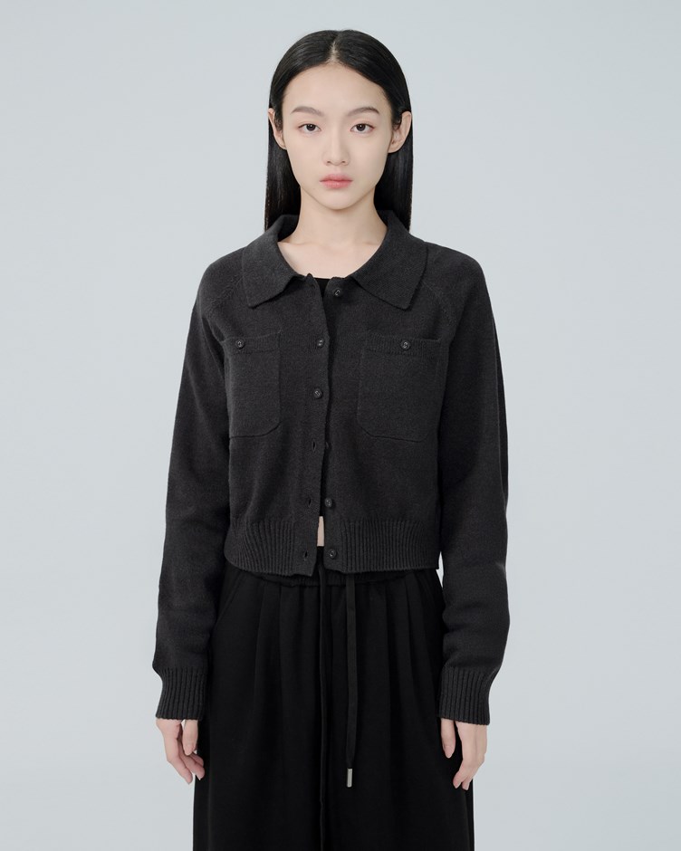翻領針織開襟衫