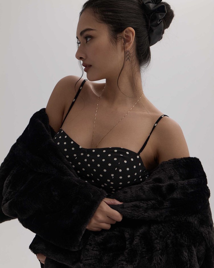 法式圓點｜桃心領修身美型 Bra Top