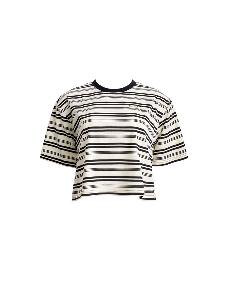 Vintage Striped Oversized Crop Tee