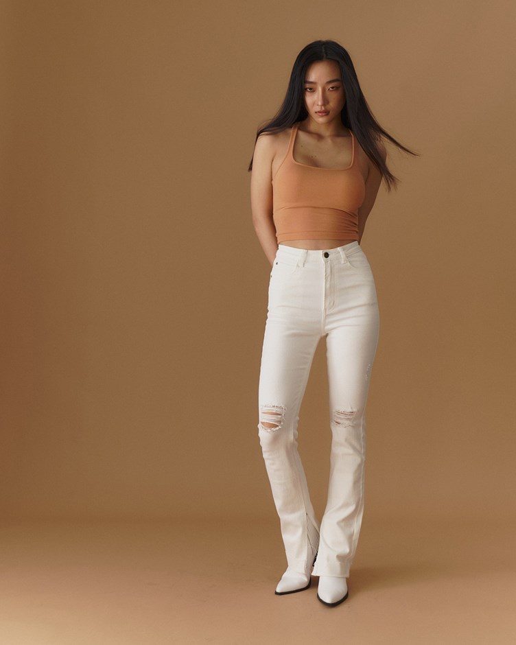 side slit denim jeans