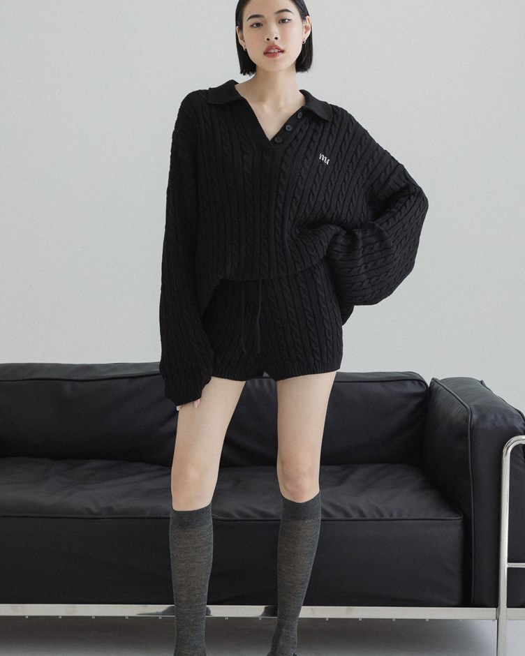 mi麻花針織短褲