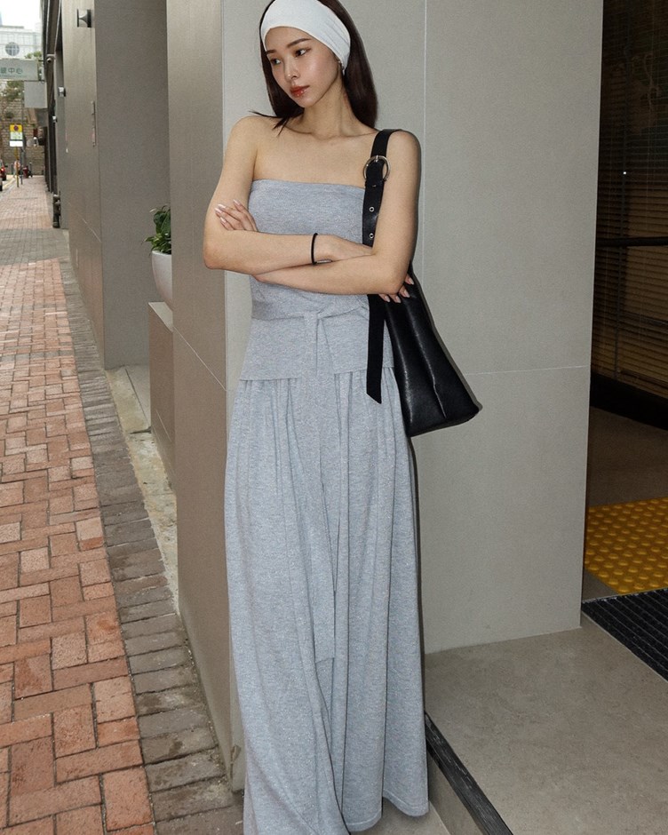 細閃針織鬆緊長裙