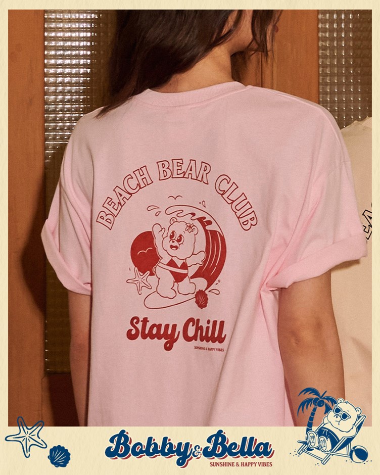 Bobby&Bella海邊熊熊印花大TEE(Unisex)
